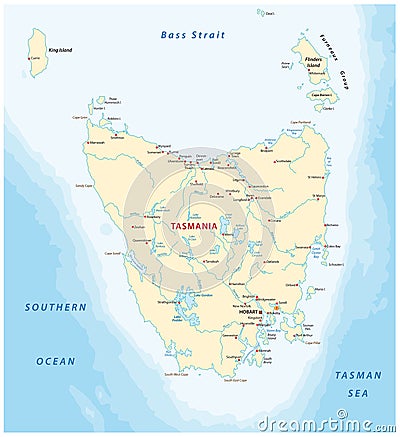 Vector map of the australian island tasmania Vector Illustration