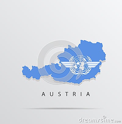 Vector map of Austria combined with International Civil Aviation Organization ICAO flag Editorial Stock Photo