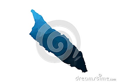 Vector Map - Blue Geometric Rumpled Triangular. Low poly map of Afghanistan. contour/shape map isolated on white background Vector Illustration
