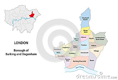 Vector map Borough of Barking and Dagenham, London, UK Vector Illustration
