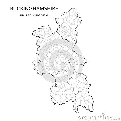 Administrative Map of Buckinghamshire as of 2022 - Vector Illustration Stock Photo