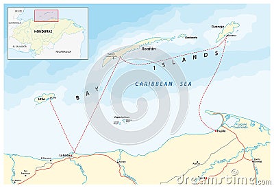 Vector map of caribbean Bay Islands, Honduras Vector Illustration