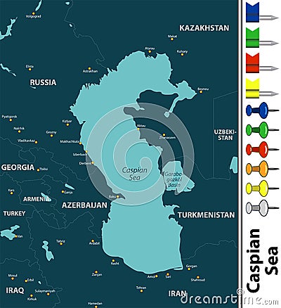 Map of Caspian Sea Vector Illustration