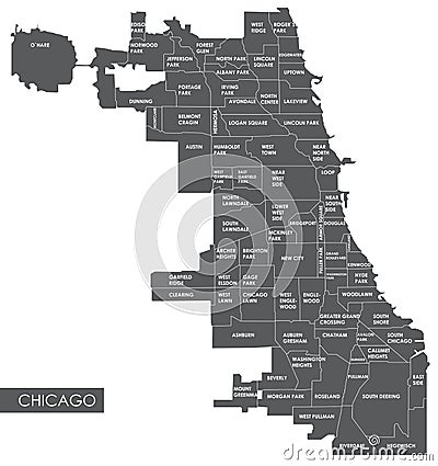 Vector map Chicago district Vector Illustration