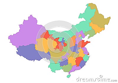 Vector map of China with provinces Vector Illustration