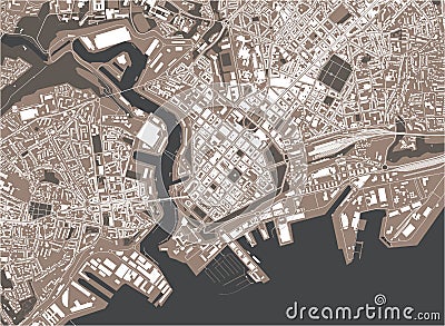 Map of the city of Brest, Finistere, Brittany ,France Stock Photo