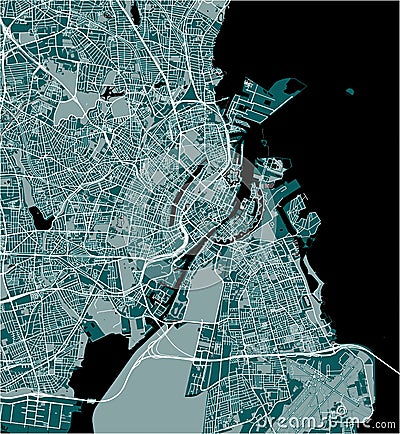 Map of the city of Copenhagen, Denmark Vector Illustration