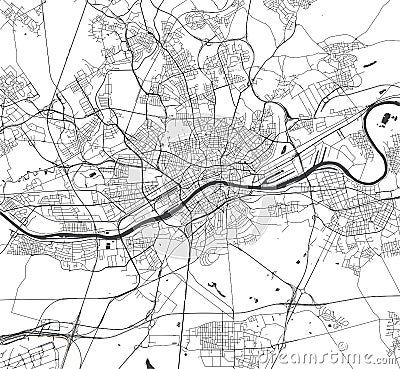 Map of the city of Frankfurt am Main, Hesse, Germany Vector Illustration