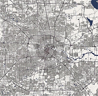 Map of the city of Houston, U.S. state of Texas, USA Vector Illustration