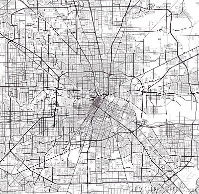 Map of the city of Houston, U.S. state of Texas, USA Vector Illustration