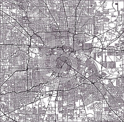 Map of the city of Houston, U.S. state of Texas, USA Vector Illustration