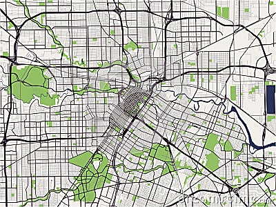 Map of the city of Houston, U.S. state of Texas, USA Vector Illustration