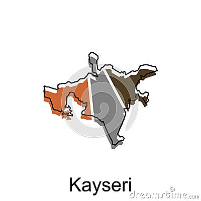 vector Map City of Kayseri modern outline, High detailed illustration vector Design Template Vector Illustration