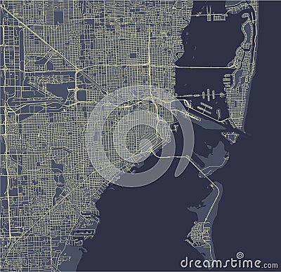 Map of the city of Miami, USA Vector Illustration