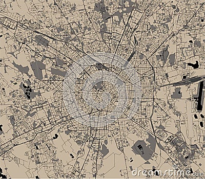 Map of the city of Milan, capital of Lombardy, Italy Vector Illustration