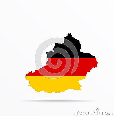 Vector map East Turkestan, Xinjiang combined with Germany flag Stock Photo