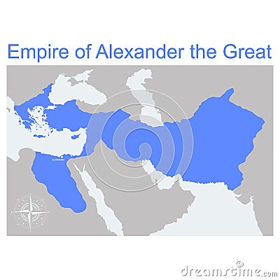 map of the Empire of Alexander the great Vector Illustration