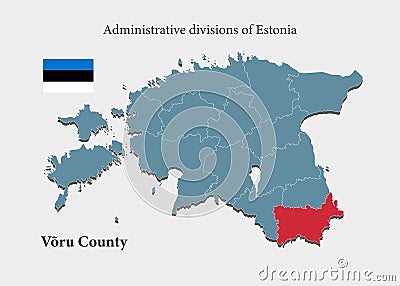 Vector map Estonia, Vory county Vector Illustration