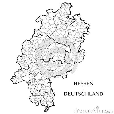 Vector map of the federal state of Hesse, Germany Vector Illustration