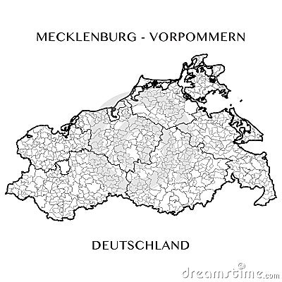 Vector map of the federal State of Mecklenburg Vorpommern, Germany Vector Illustration