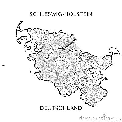 Vector map of the federal state of Schleswig Holstein, Germany Vector Illustration