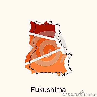 vector map of Fukushima modern outline, High detailed vector map Japan illustration vector Design Template, suitable for your Vector Illustration