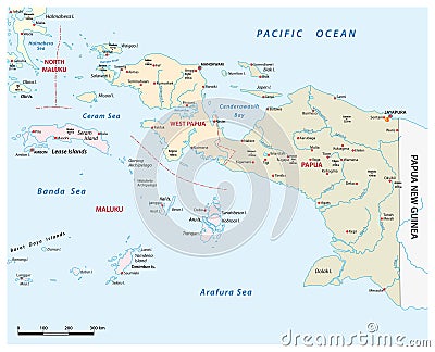 Vector map of the Indonesian provinces of Papua and West Papua Vector Illustration