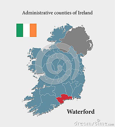 Vector map Ireland, county Waterford Vector Illustration