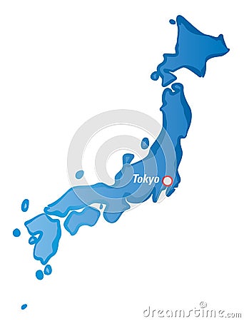 Vector map of Japan and Tokyo Cartoon Illustration