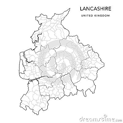 Administrative Map of Lancashire as of 2022 - Vector Illustration Stock Photo