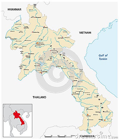 Vector map of Lao Peoples Democratic Republic Vector Illustration