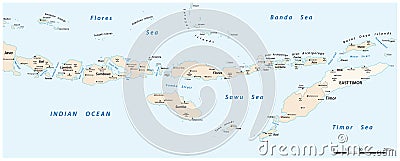 Vector map of Lesser Sunda Islands, Indonesia East Timor Vector Illustration