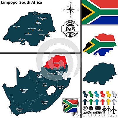 Map of Limpopo, South Africa Vector Illustration