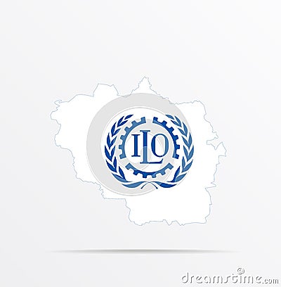 Vector map Luhansk People`s Republic combined with International Labour Organization ILO flag Vector Illustration