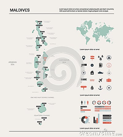 Vector map of Maldives. Vector Illustration