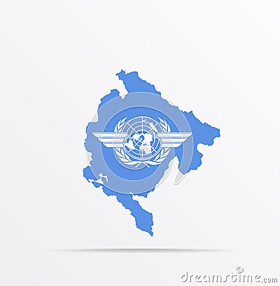 Vector map Montenegro combined with International Civil Aviation Organization ICAO flag Vector Illustration