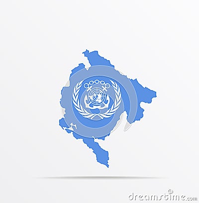 Vector map Montenegro combined with International Maritime Organization IMO flag Editorial Stock Photo