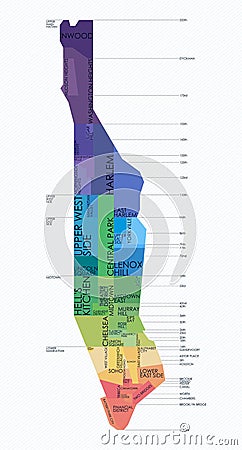 Vector map neighborhoods of Manhattan Vector Illustration