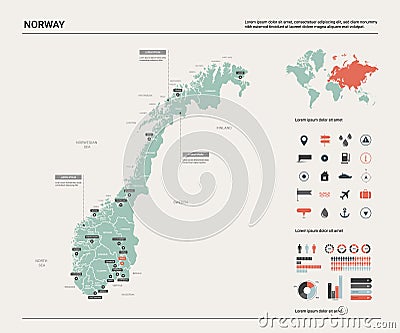 Vector map of Norway. Vector Illustration