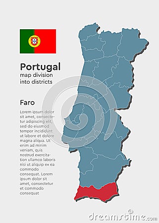 Vector map Portugal, region Faro Vector Illustration