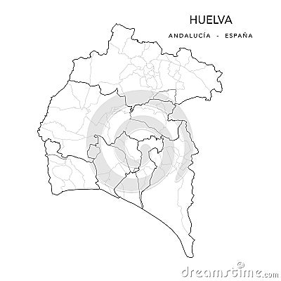 Geopolitical Vector Map of the Province of Huelva as of 2022 Stock Photo