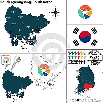 South Gyeongsang Province, South Korea Vector Illustration