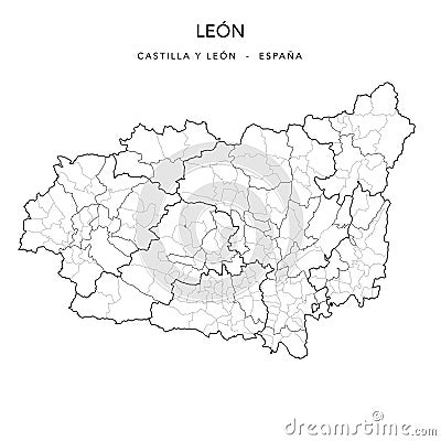 Geopolitical Vector Map of the Province of LeÃ³n as of 2022 Stock Photo