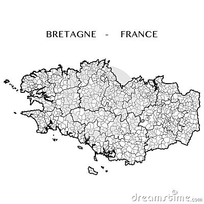 Vector map of the region of Brittany, France Vector Illustration