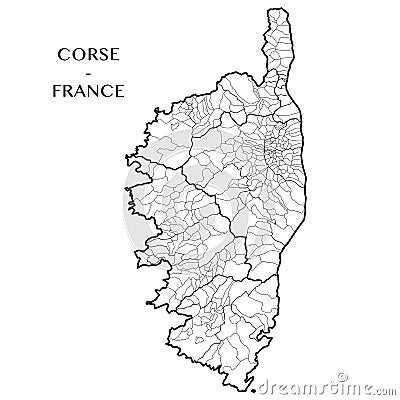 Vector map of the region Corsica, France Vector Illustration