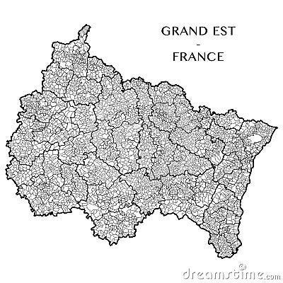 Vector map of the region Grand Est, France Vector Illustration