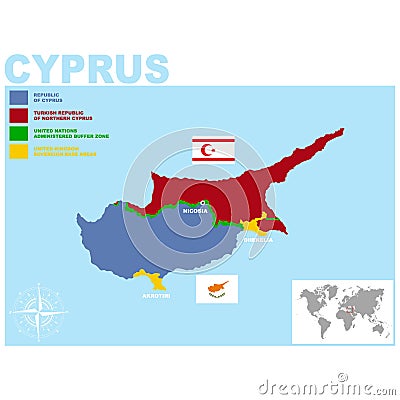 Vector map of the Republic of Cyprus Vector Illustration
