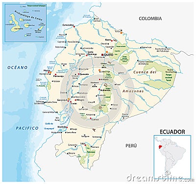 Vector map of the republic of ecuador Vector Illustration