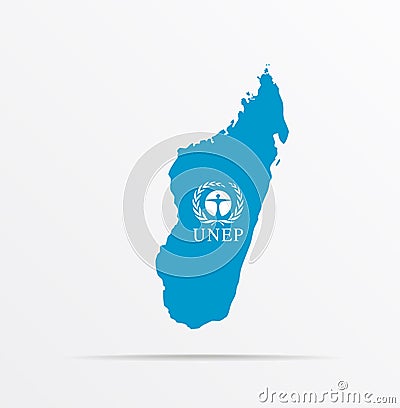 Vector map Republic of Madagascar combined with United Nations Environment Programme UNEP flag Vector Illustration