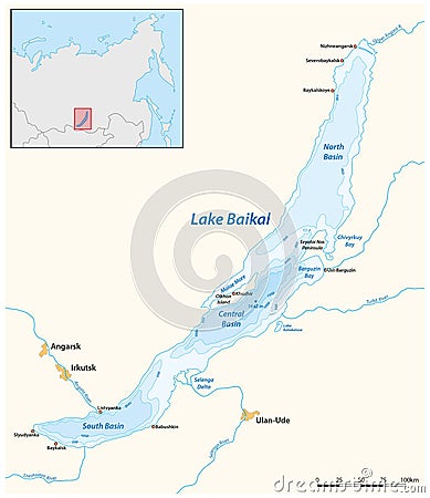 vector map of Russian Lake Baikal Vector Illustration